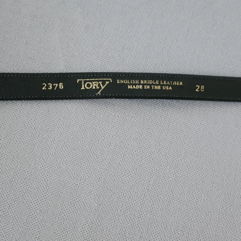 Tory Leather Co. Womens Black English Bridle Leather Belt 28‎ Solid Brass Buckle